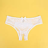 Трусики мереживні Star Night з інтимним доступом, білі, M, фото 4