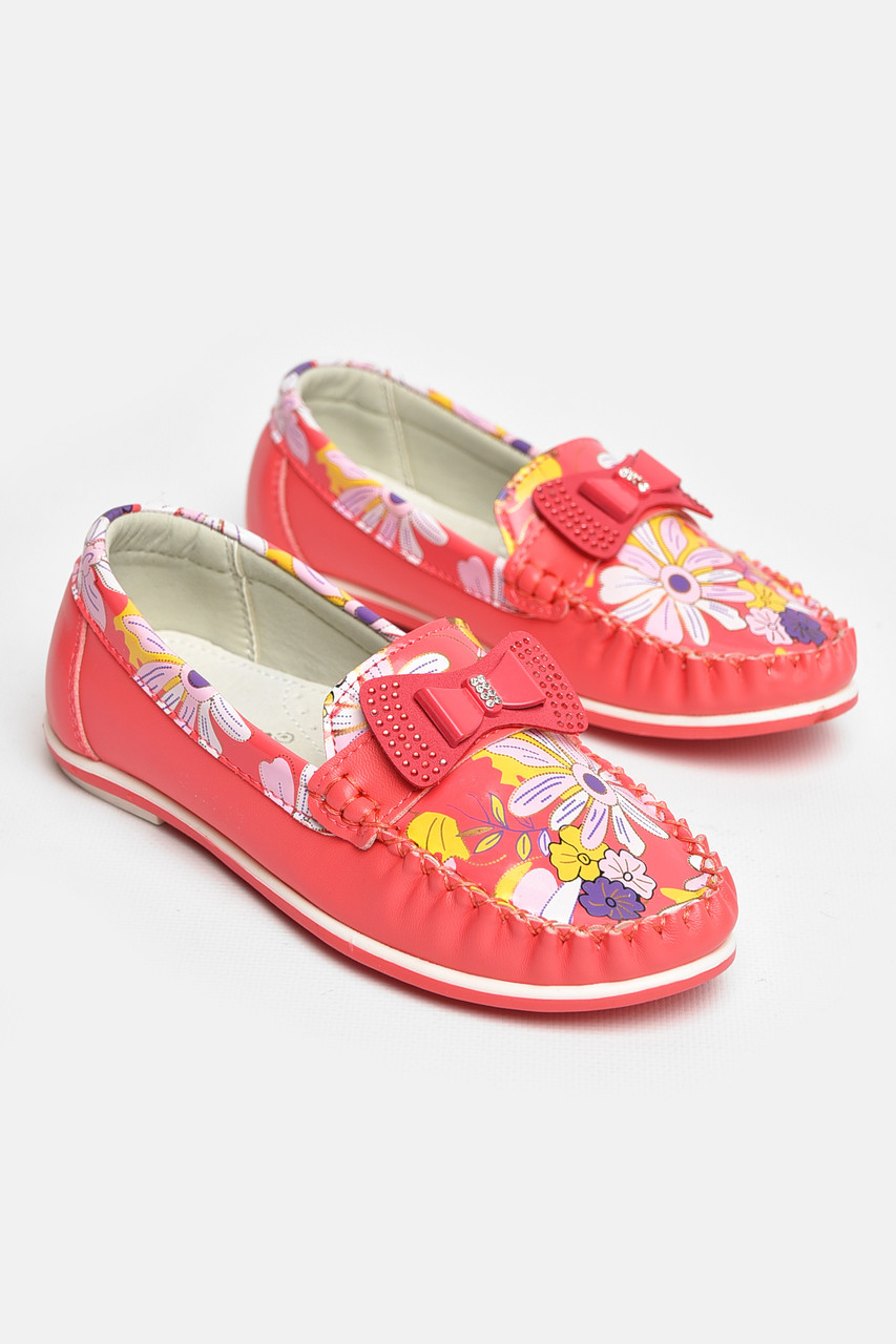Мокасини дитячі для дівчинки коралового кольору 208688T Безкоштовна доставка, фото 1