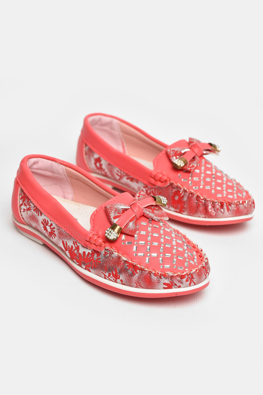 Мокасини дитячі для дівчинки коралового кольору 208691T Безкоштовна доставка, фото 1