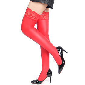Еластичні панчохи Star Night з мереживною коронкою, червоні, XS-L