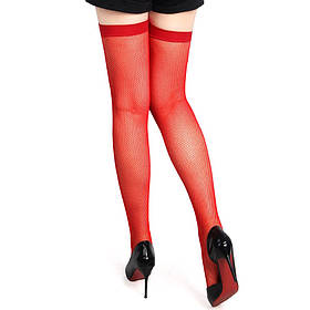 Панчохи в дрібну сіточку Star Night на тонкій гумці, червоні, XS-M