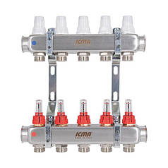 Колектор із витратами (неірж.) 1"х5 Icma № К073