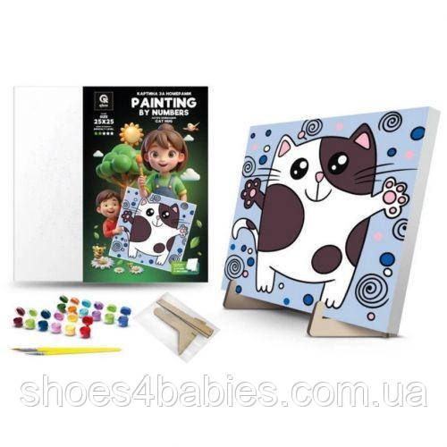 Картина за номерами "Кошичі обійми" (25х25 см) з дерев'яною підставкою