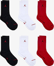 Шкарпетки Nike U J ED CUSH PLY CREW 6PR - 144 чорний, білий, червоний Унісекс 38-42