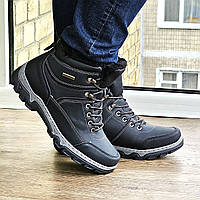 Зимові Чоловічі Ботинки З ХУТРОМ Чорні Прошиті Тепле Взуття Зима Хутро 40,41,42,43,44,45 розміри