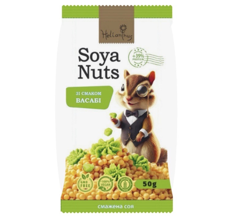 Соя смажена зі смаком васабі ТМ Helianthus 50 гр, фото 1
