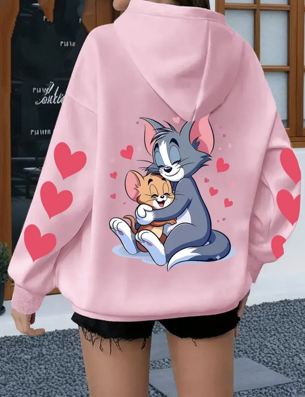 Жіноче худі з принтом "Том і Джеррі" на сині, фото 1