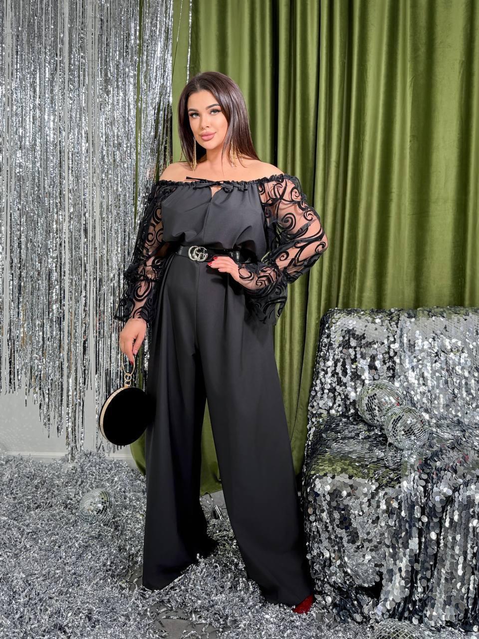 Комбінезон ошатний для пишних дам "Софт-Шелк". Розміри: 48-54, 56-62, 64-70, фото 1