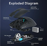 Ігрова миша Attack Shark X11 Red, 22000 DPI, сенсор Pixart 3311, RGB-підсвітка, три режими під'єднання, фото 6