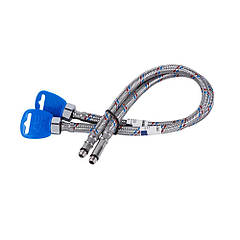 Шланг голка для підключення змішувачів SD Plus в нержавіючому обплетенні  50 см, М10x1/2"В (пара), SD396W50 Thermo Alliance, Китай