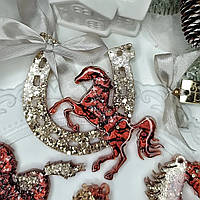 Молд силіконовий символ удачі «Підкова і конячка». З фінішним покриттям та кристалами. 1 шт. Для іграшок