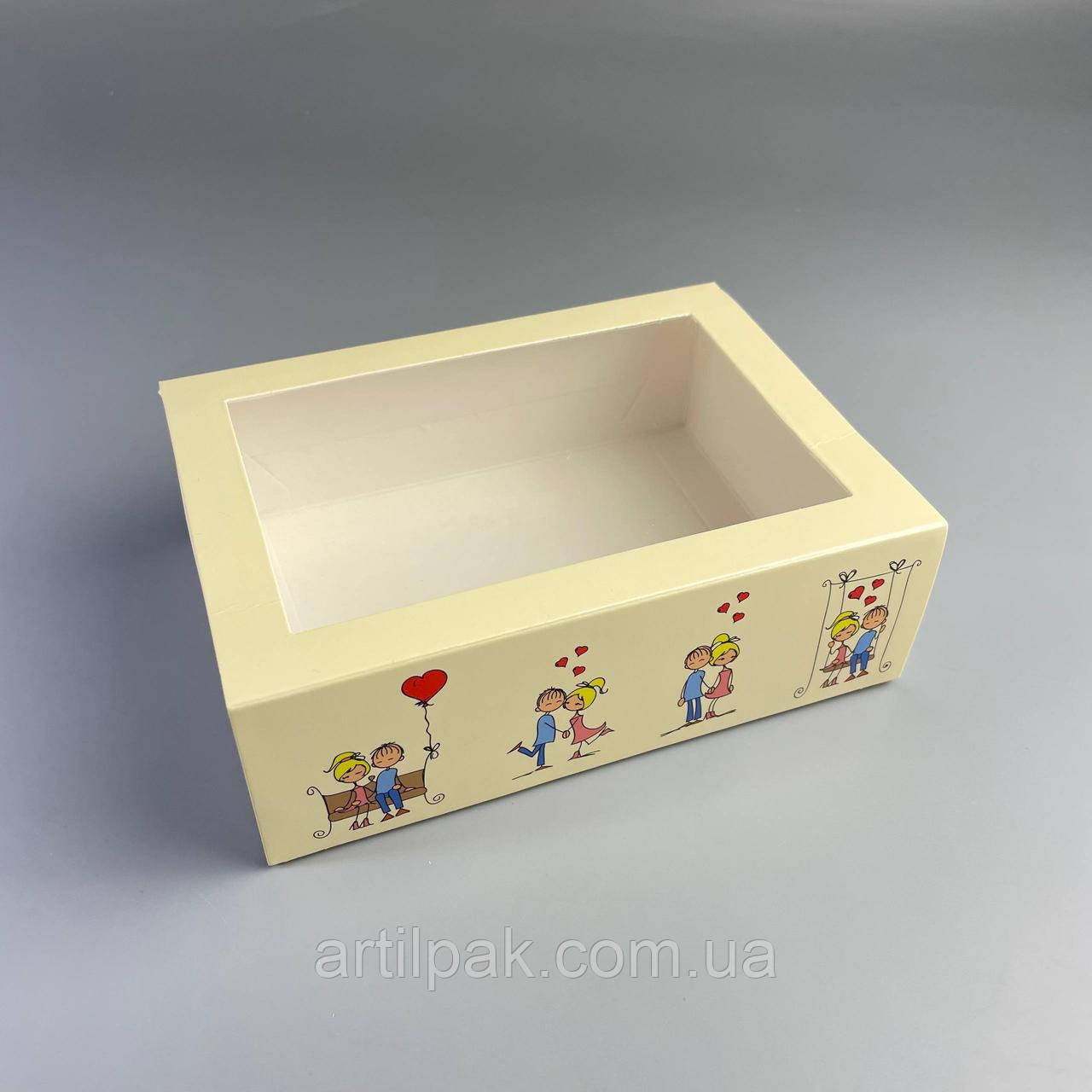 Коробка для 12 макаронс та Hand Made виробів з вікном 115*155*50 Кохання це..., фото 1