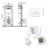 Готове рішення Qtap для ванної кімнати: підвісний унітаз Robin Ultra Quiet 520x365x365 + комплект інсталяції Nest 4 в 1 (кругла, фото 2
