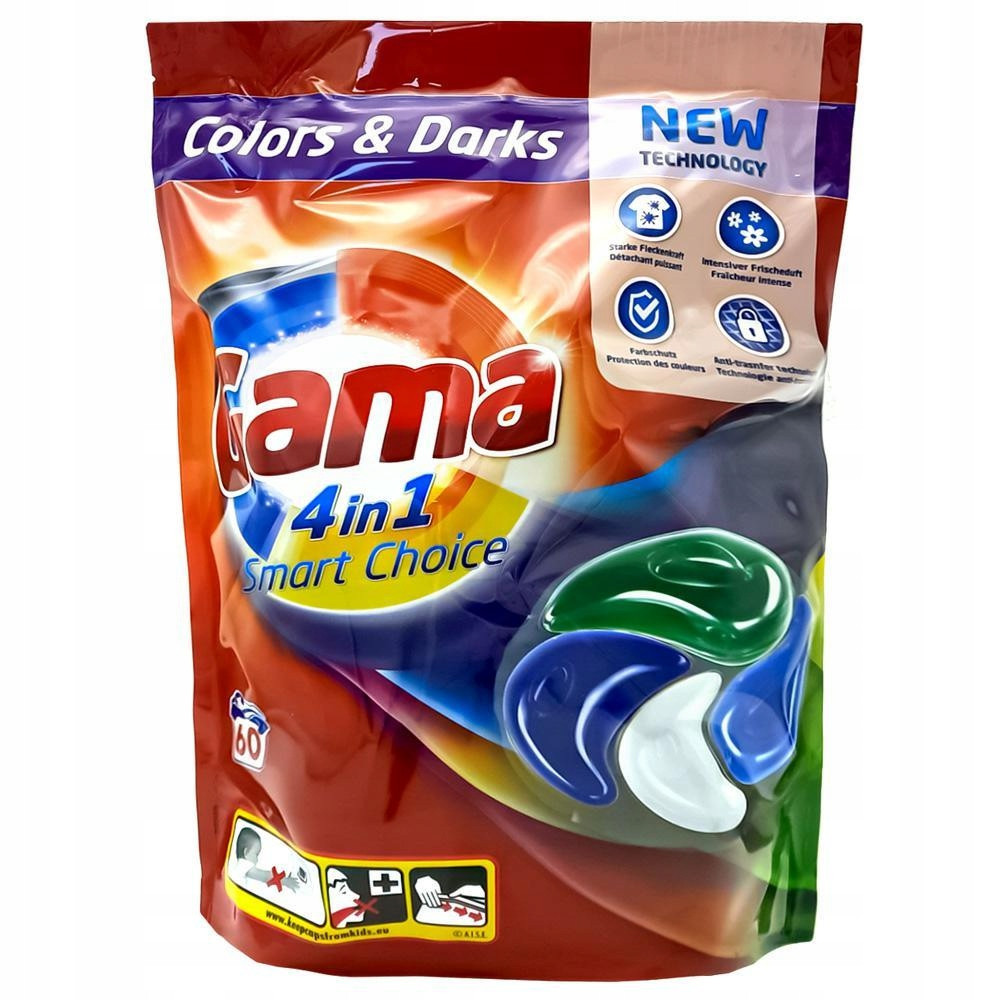 Капсули гелеві для прання кольорової білизни Gama COLOR 4в1 60 шт., фото 1