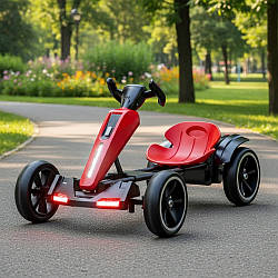 Дитячий електрокарт 5км/год, до 50кг, 85х56х51см, Bambi M6277 EBR-3, Червоний / Електричний карт / Складний електрокарт