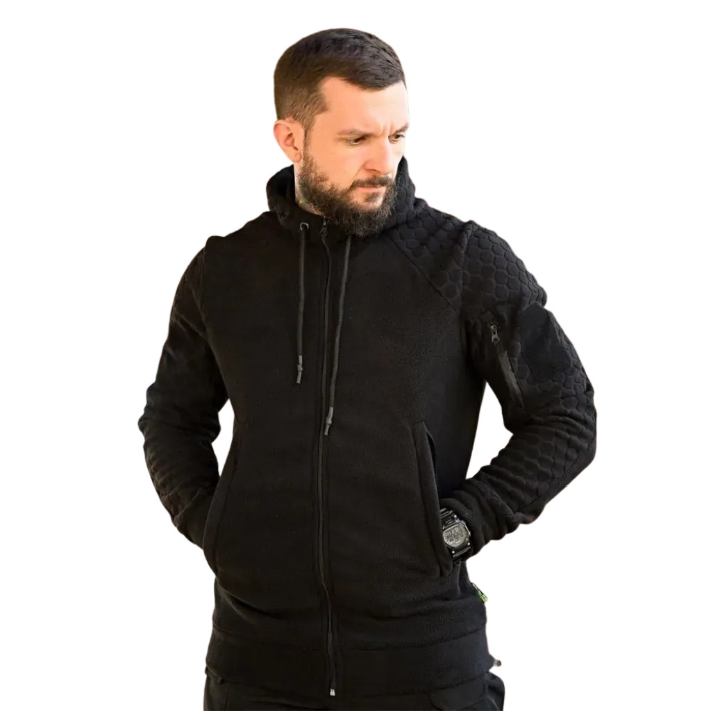 Флісова кофта 7.62 Tactical Abstract з патерном Соти чорна, фото 1