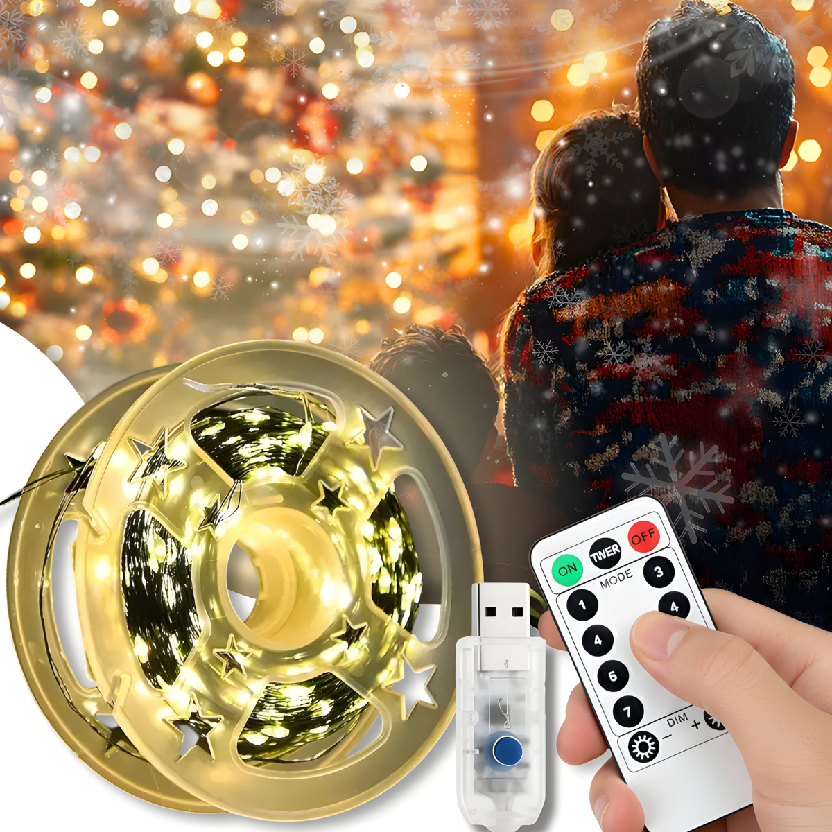 USB Гірлянда "Роса" 50 метрів 500 LED 8 режимів свічення на котушці Тепле біле світло, фото 1