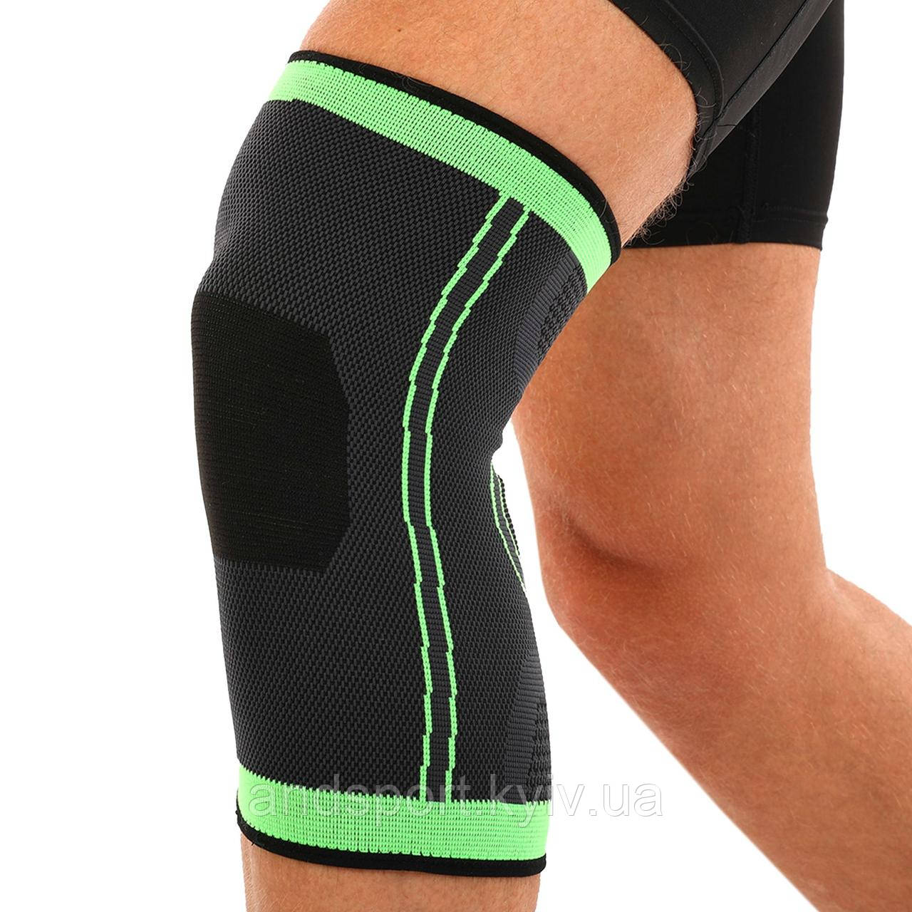 Наколенник бандаж еластичний SP-Sport ST-2501 S-XL 1шт сірий-салатовий Код ST-2501