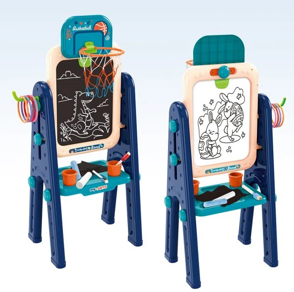 Дитячий двухсторонній мольберт 4 в 1 малювання маркерами, крейдою, для активної гри в мяч та навчальні програми, фото 1