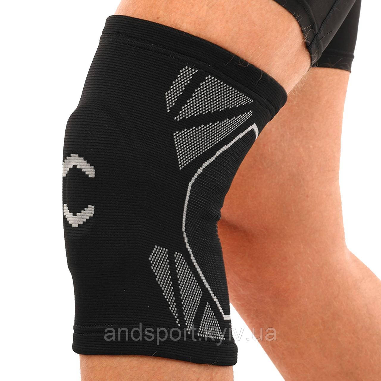 Наколенник бандаж з силіконовим кільцем SP-Sport ST-2592 M-XL 1шт чорний-сірий Код ST-2592