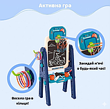 Дитячий двухсторонній мольберт 4 в 1 малювання маркерами, крейдою, для активної гри в мяч та навчальні програми, фото 8
