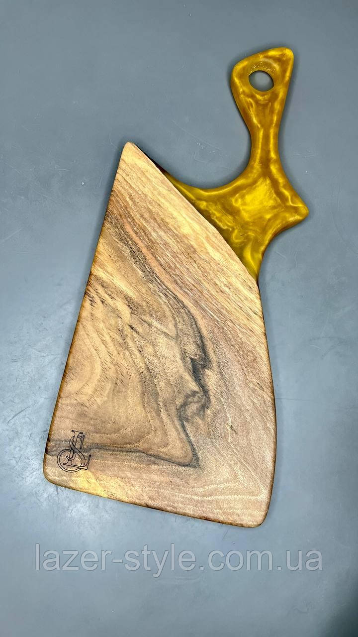 Дошка з епоксидною смолою жовтого кольору, фото 1