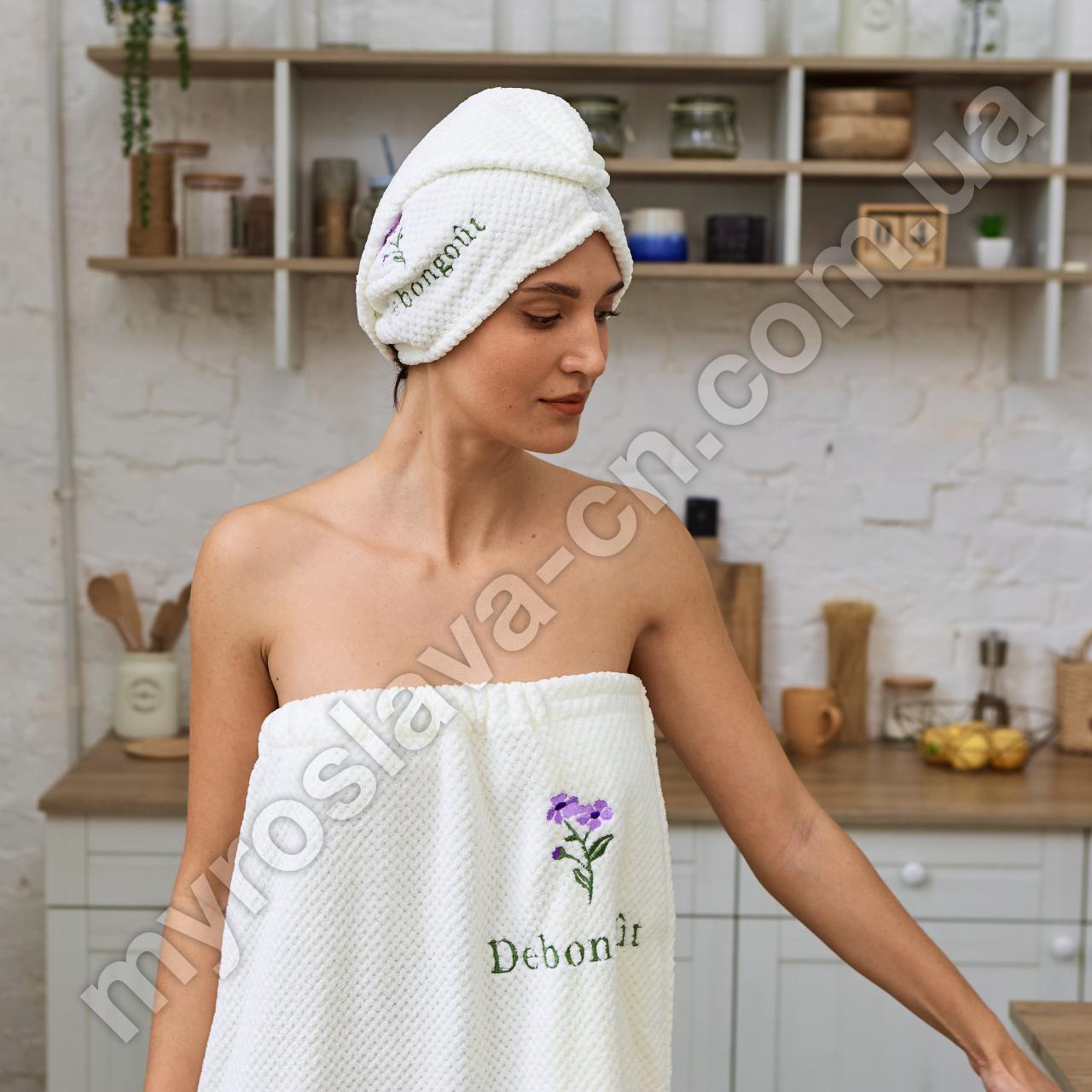 Набір для бані "Квіти" білий (мікрофібра)