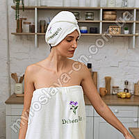 Набір для бані "Квіти" білий (мікрофібра)