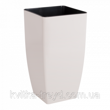 Вазон "Квадро" 22х22х41,5 см. (біла троянда) 8 л, фото 1