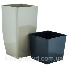 Вазон "Квадро" 16х16х30 см. (какао) 2.7 л, фото 1