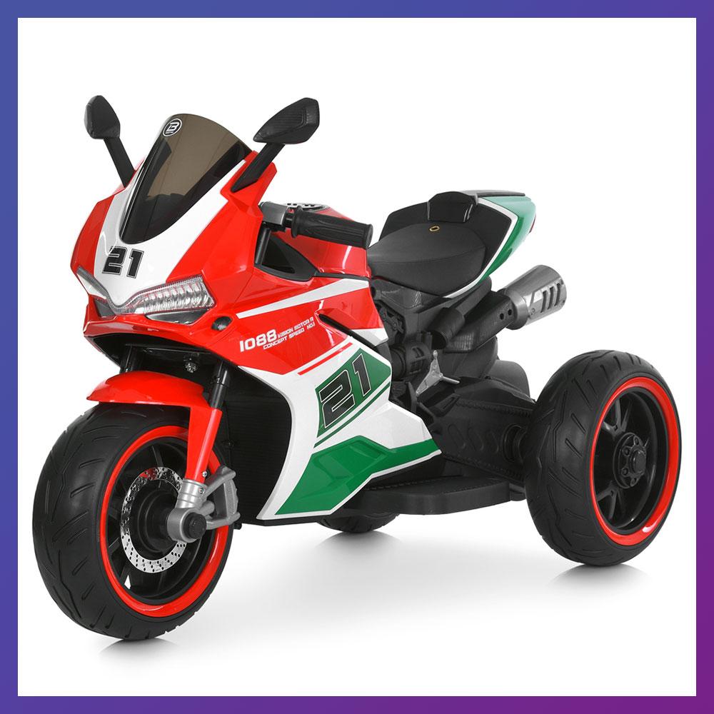 Дитячий електро мотоцикл триколісний на акумуляторі Bambi M 6264 для дітей 3-8 років Червоний, фото 1