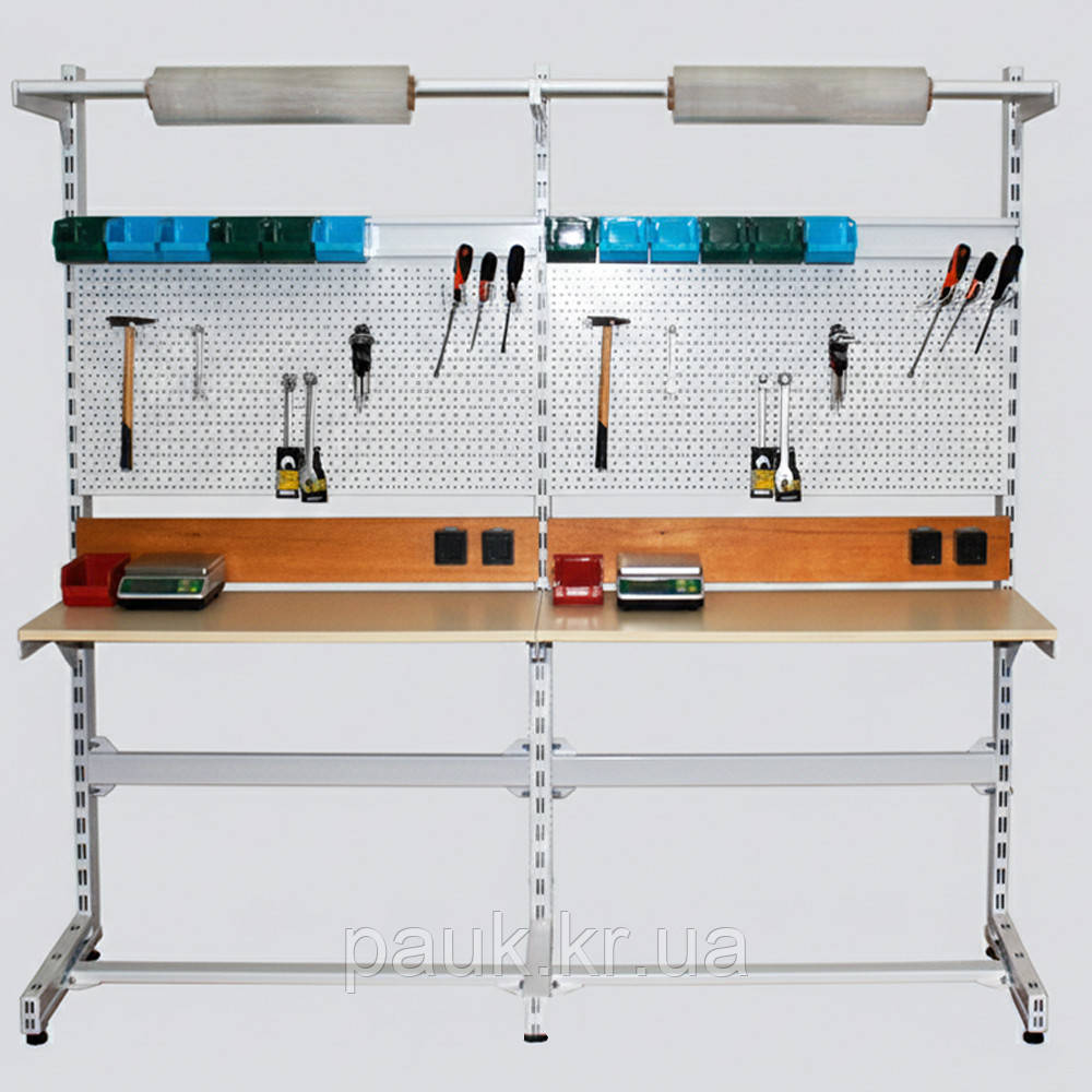 Слюсарний верстат СМ ТИП 3-1600-1900-500, робоче місце для монтажника, верстак для монтажних робіт, стіл майстра, фото 1