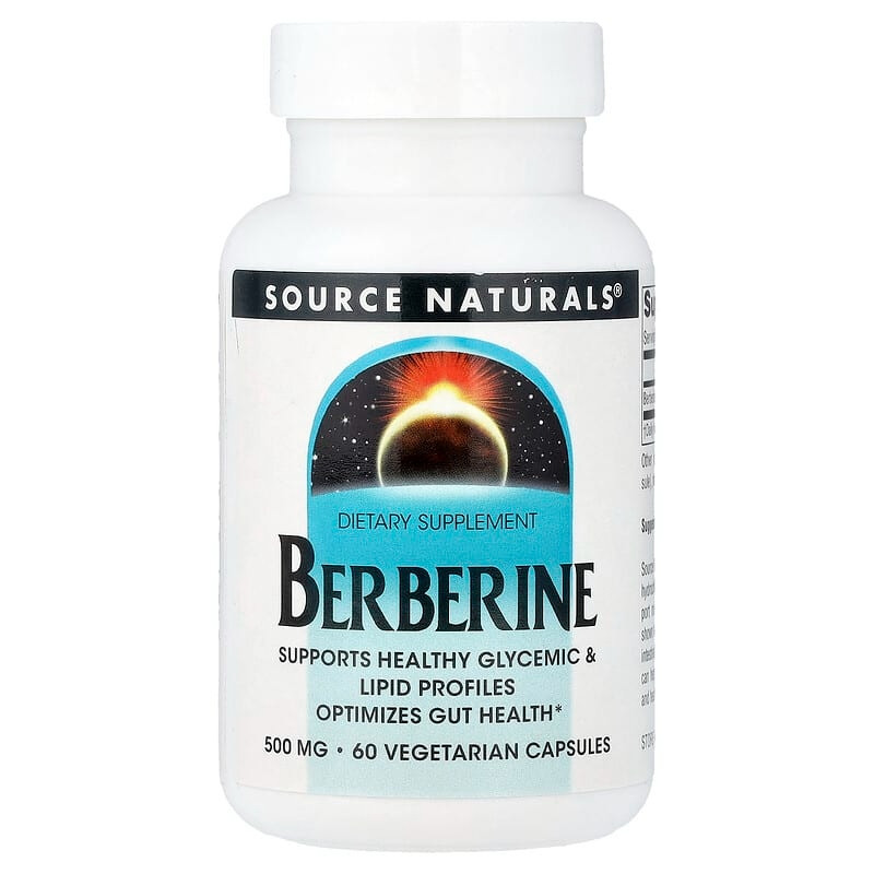 Берберин 500 мг Source Naturals Berberine для підтримки цукру в крові 120 вегетаріанських капсул, фото 1