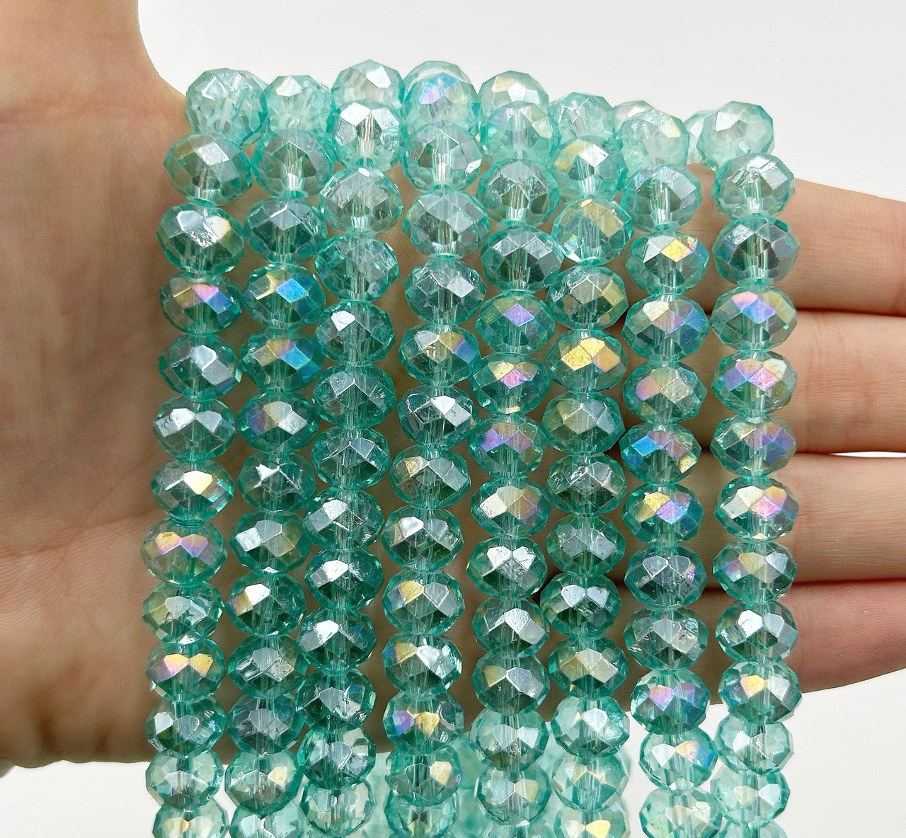 Намистини рондель / 10х8мм / Кількість: 55-60 шт / Прозорий / с АБ / Тіффані №111, фото 1