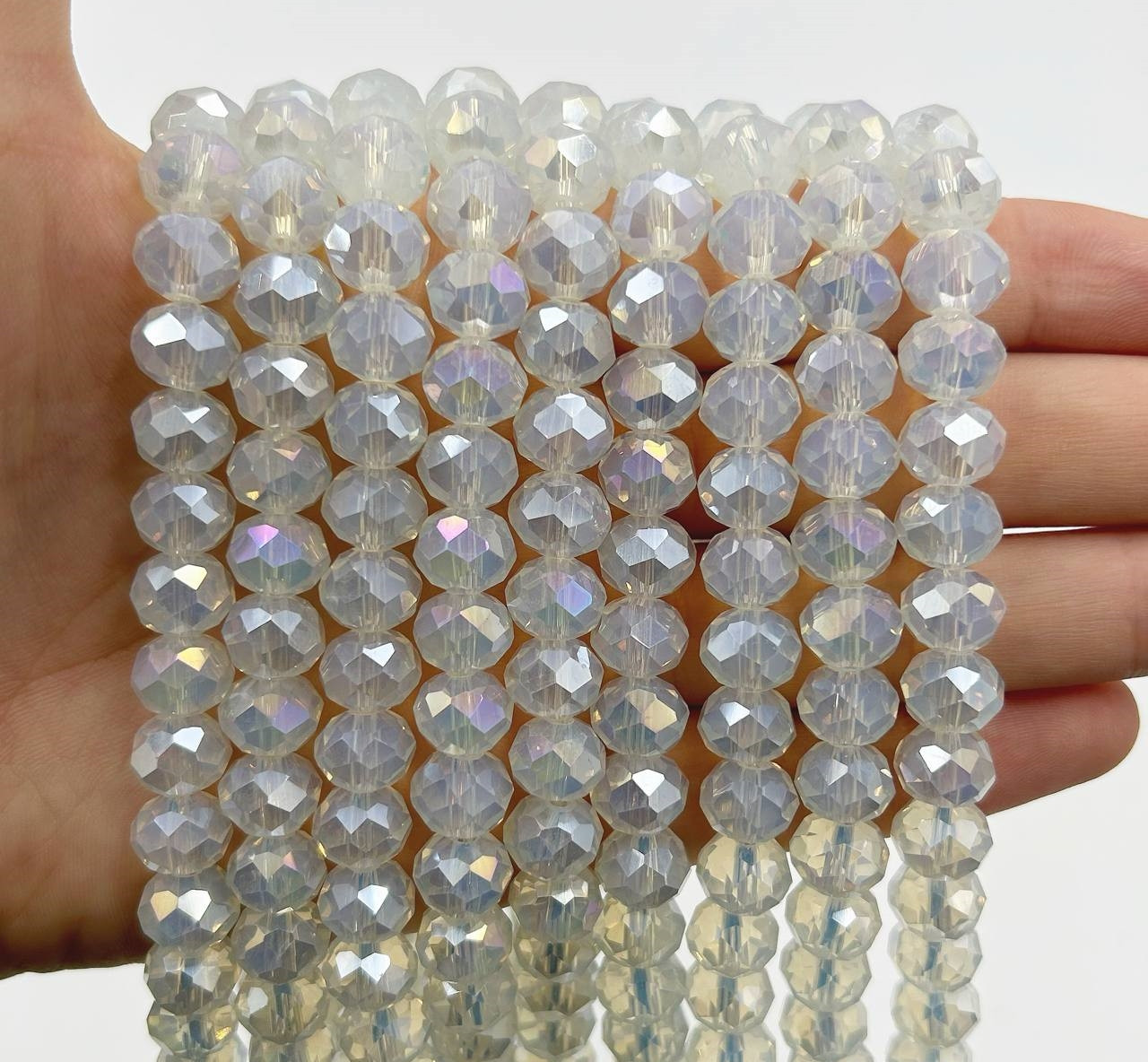 Намистини рондель / 10х8мм / Кількість: 55-60 шт / Прозорий / Місячний №101, фото 1