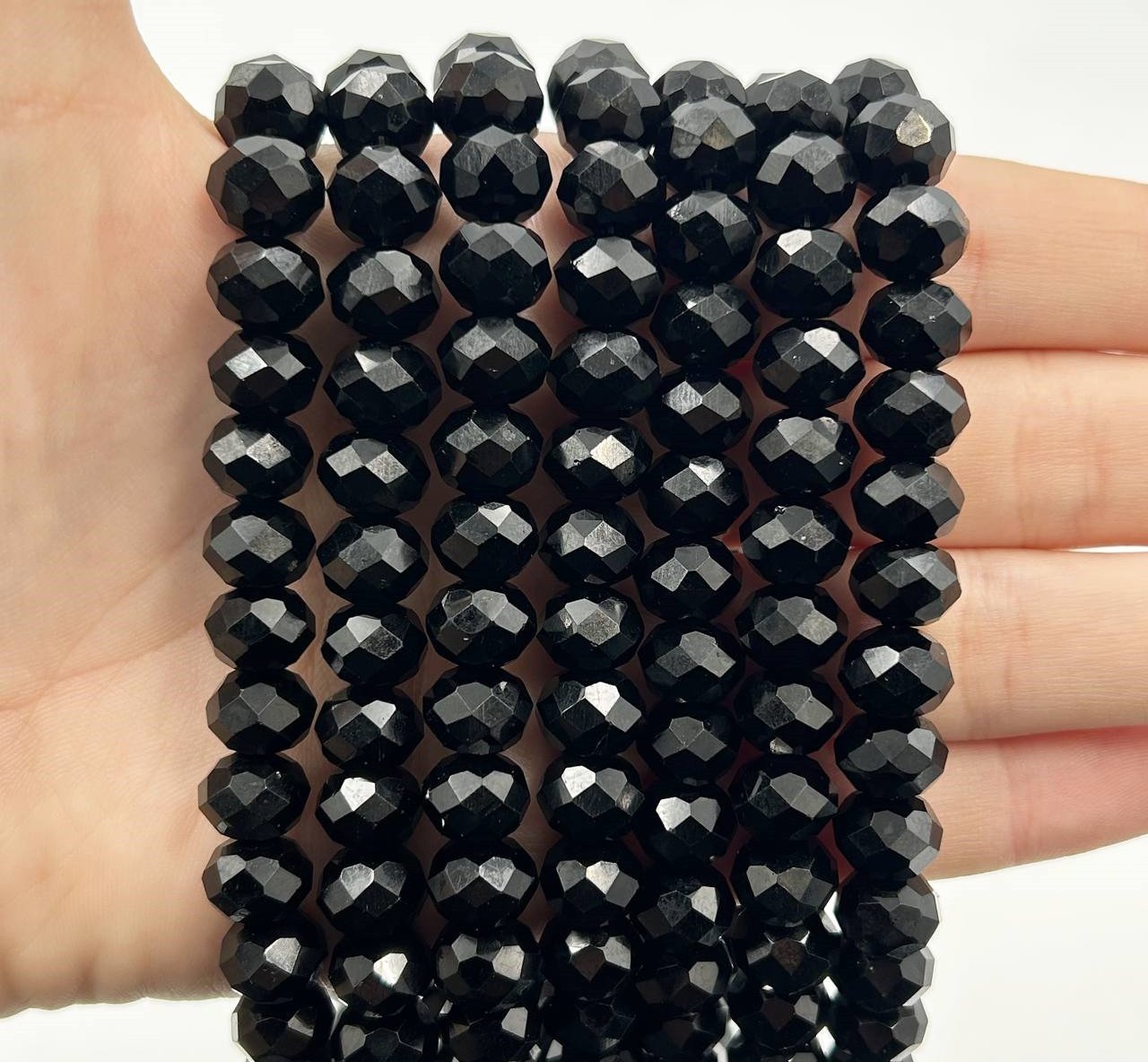 Намистини рондель / 10х8мм / Кількість: 55-60 шт / Непрозорий / Чорний №99, фото 1