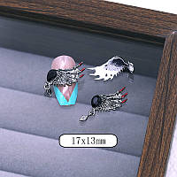 Шарми (фігурки) для нігтів Крило праве No. 7 17х13 мм (1 шт) сріблясто-чорні