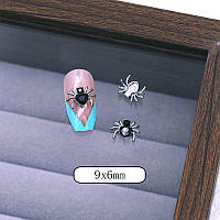 Шарми (фігурки) для нігтів Павук No. 11 9х6 мм (1 шт) сріблясто-чорні