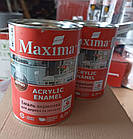 Емаль акрилова для дерева та металу Maxima небесний шовковисто-матова 0.75 л для зовнішніх та внутрішніх робіт стійка до вологи, фото 5