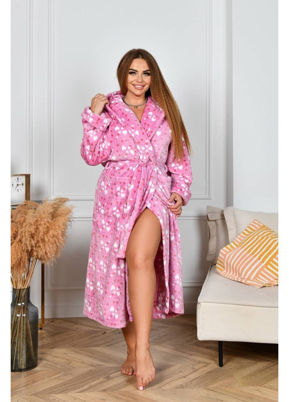 Жіночий теплий махровий довгий халат з капюшоном Розмір:52-54;56-58, фото 1