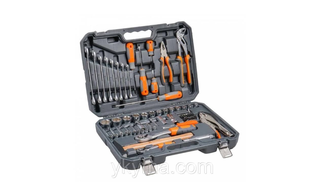 Комплект інструментів AIRLINE 72 предмети, набір торцевих головок та тріскачкою в ударостійкому кейсі, фото 1