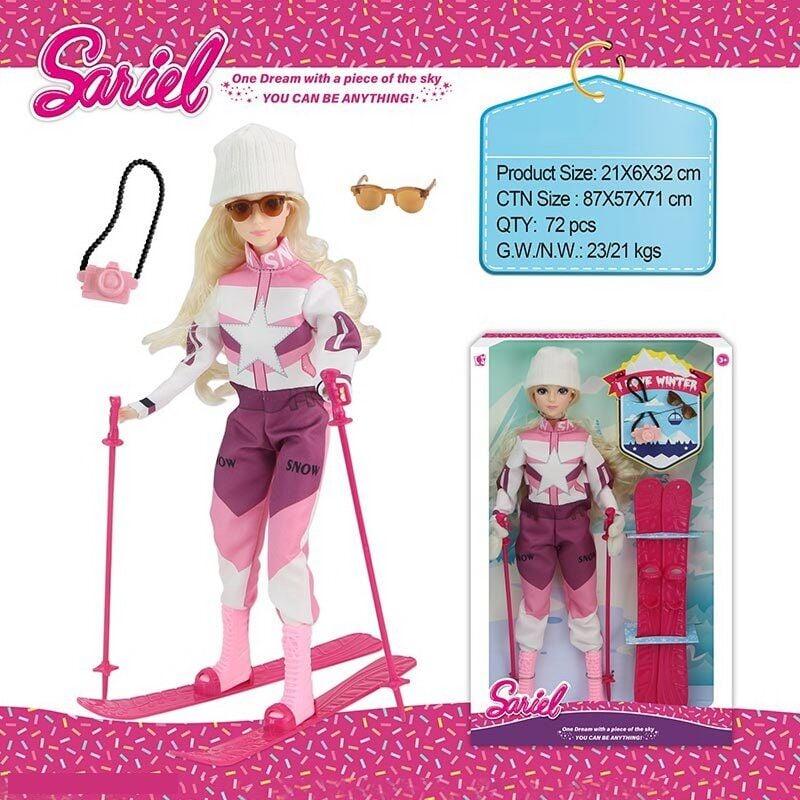 Лялька Sariel (висота: 30 см,  голова та руки: гума, тіло та ноги: пластик, знімний одяг і взуття, лижі, аксесуари) 92011 A, фото 1
