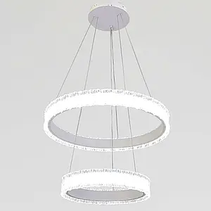 Підвісна LED-люстра біла 55 Вт два кільця 58/38 см WG5127/60+40WH