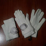 Коричневі! Жіночі рукавиці — рукавички з хутром кролика 2 в 1 коричневий колір, фото 6