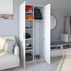 Шафа для одягу двостулкова з 8 полками з Ламінованого ДСП Шафи для зберігання особистих речей у вітальню