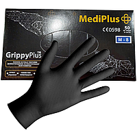 Рукавиці медичні MediPlus GrippyPlus M-8 чорні (25пар/пач), одноразові рукавички