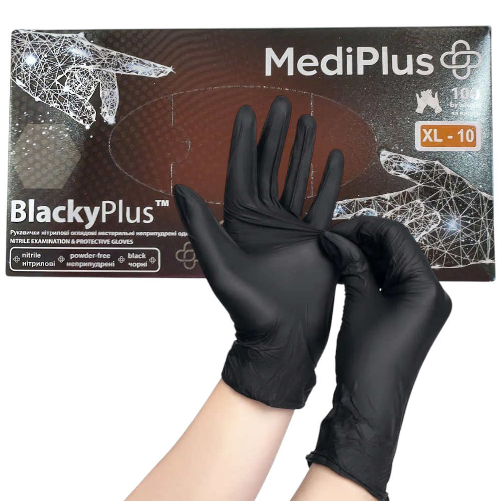 Рукавиці медичні MediPlus BlackyPlus XL-10 чорні (50пар/пач)