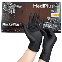 Рукавиці медичні MediPlus BlackyPlus XS-6 чорні (50пар/пач), одноразові рукавички