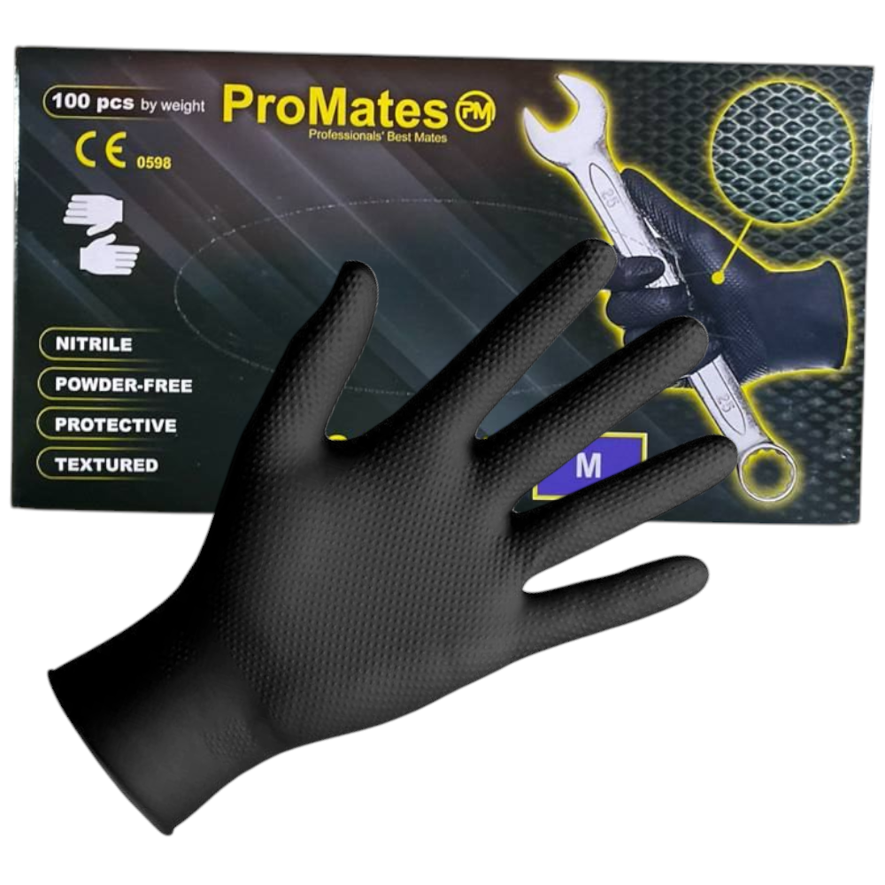 Рукавиці медичні ProMates Grip Black M чорні (50пар/пач)