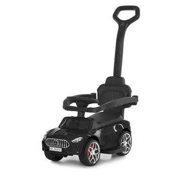 Толокар машинка 2в1 Mersedes Benz Bambi M 6255EL-2 Чорний батьківська ручка керує колесами колеса гума музика свiтло